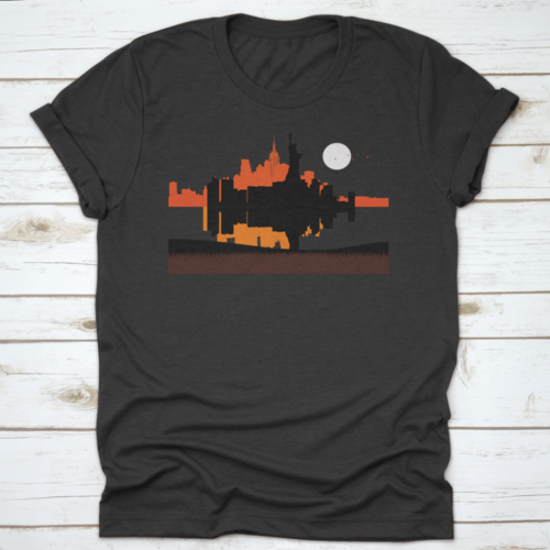 Beautiful Sunset For Statue Of Liberty With The Background Of New York