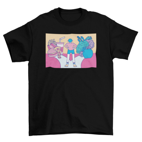Healthy food vs fast food t-shirt
