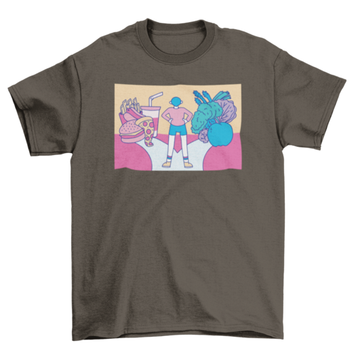 Healthy food vs fast food t-shirt