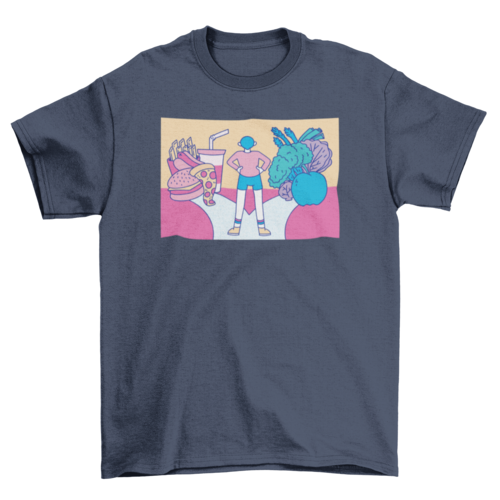 Healthy food vs fast food t-shirt
