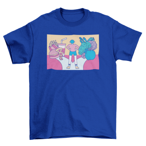 Healthy food vs fast food t-shirt