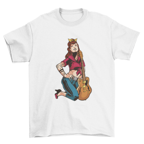 Rockabilly pin up girl with guitar t-shirt