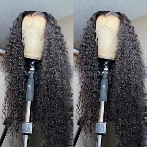 34Inch 13X6 Deep Wave Lace Front Wigs Human Hair 180% Density HD Frontal Water Wave Human Hair Wigs for Black Women Long Curly
